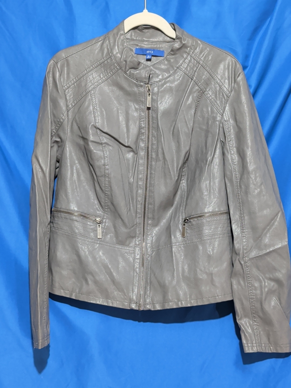 Apt. 9 Gray Faux Leather Zip-Front Moto Jacket